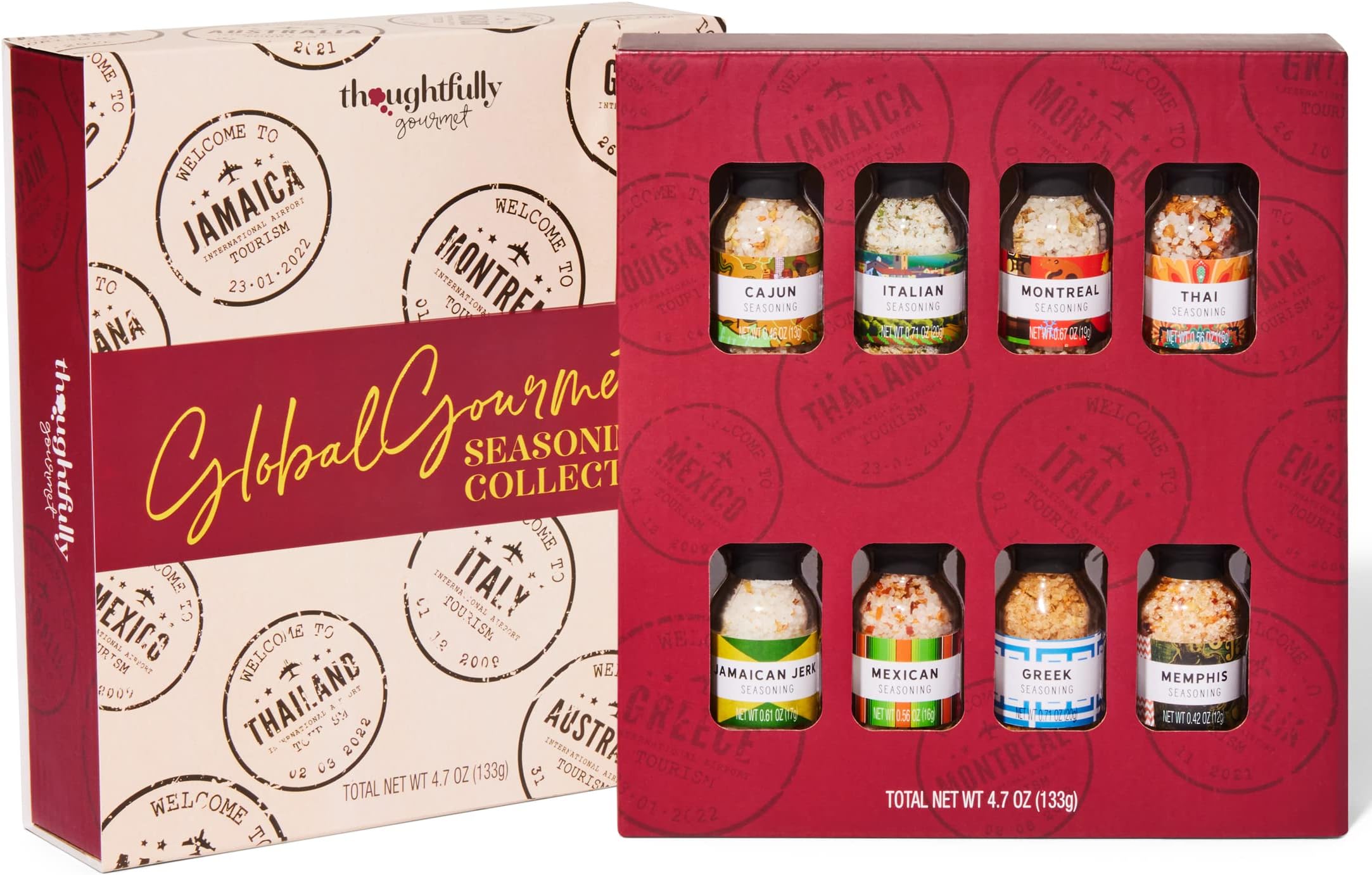Thoughtfully Gourmet, Global Spice Collection Gift Set, International Seasonings Set, Flavors Include Greek, Italian, Mexican, Cajun Seasoning & More, Spice Set of 8