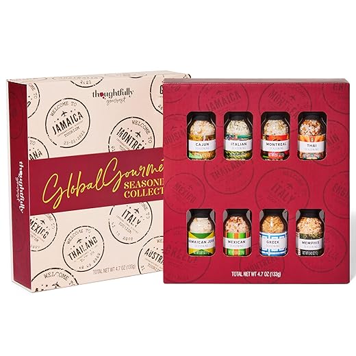 Thoughtfully Gourmet, Global Spice Collection Gift Set, International Seasonings Set, Flavors Include Greek, Italian, Mexican, Cajun Seasoning & More, Spice Set of 8