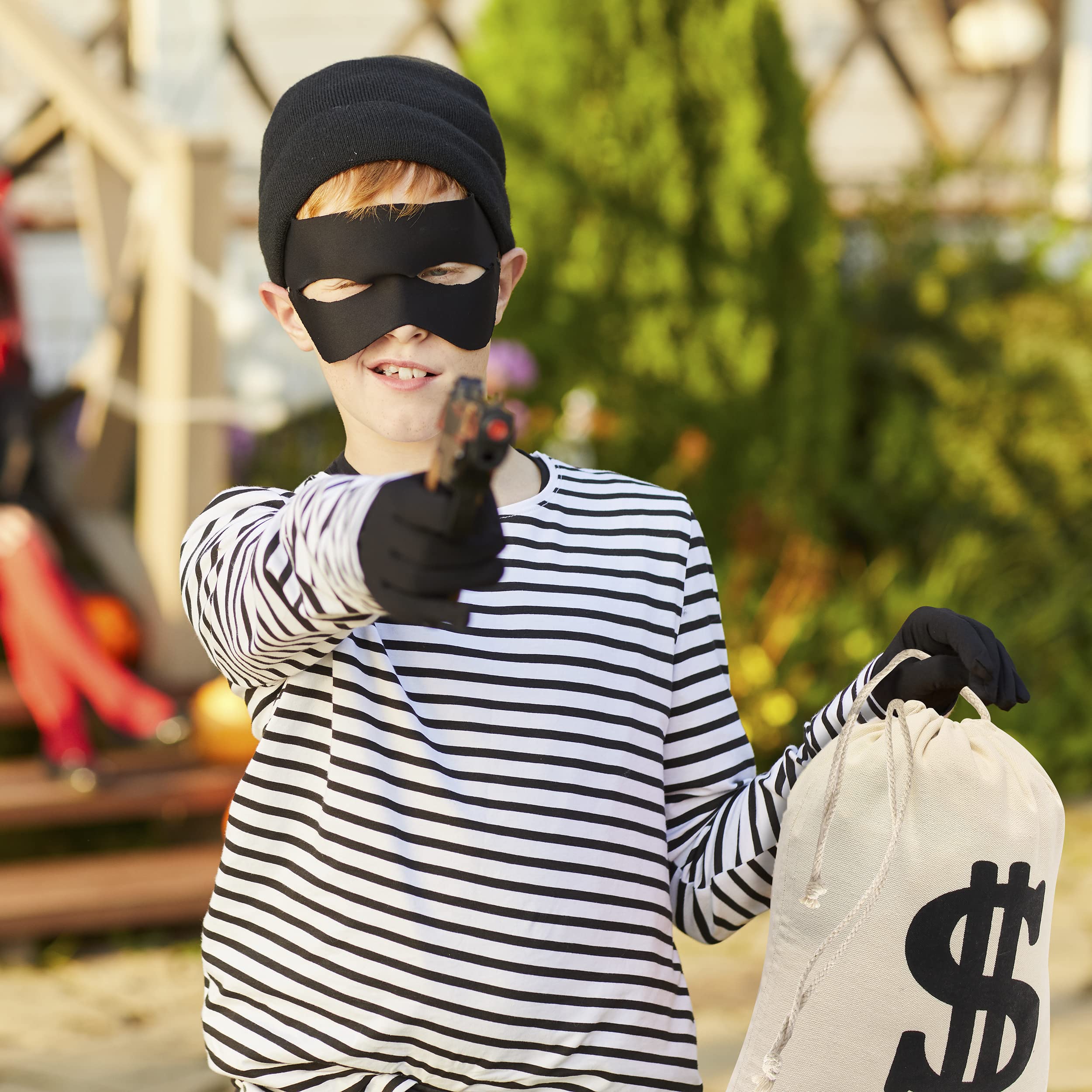 Räuber-Kostüm-Set Mit Leinen-Geldtasche, Augenmaske & Beanie – Perfekt Für Halloween & Mottopartys