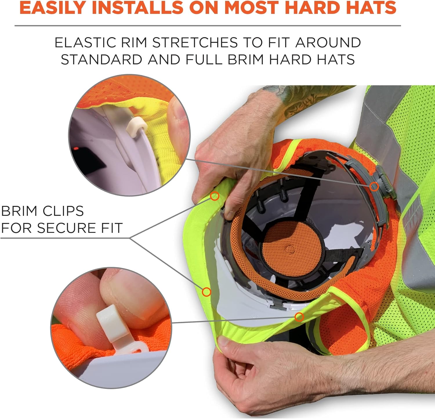 Ergodyne GloWear 8005 High Visibility Reflective Mesh Hard Hat Neck Shade, Lime