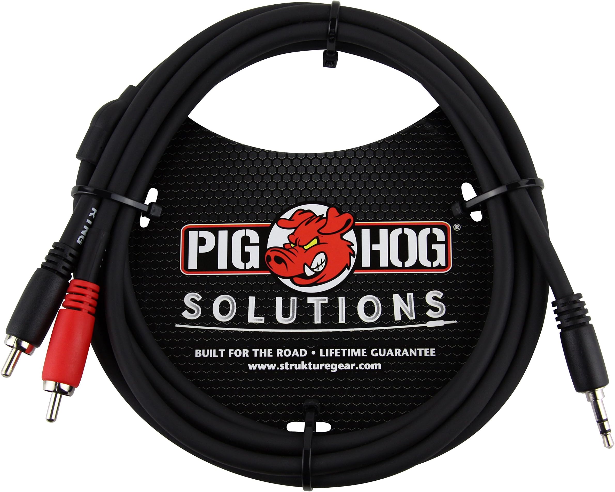 Pig Hog PB-S3R06 3.5 mm to Dual RCA (Male) Stereo Breakout Cable, 6 Feet