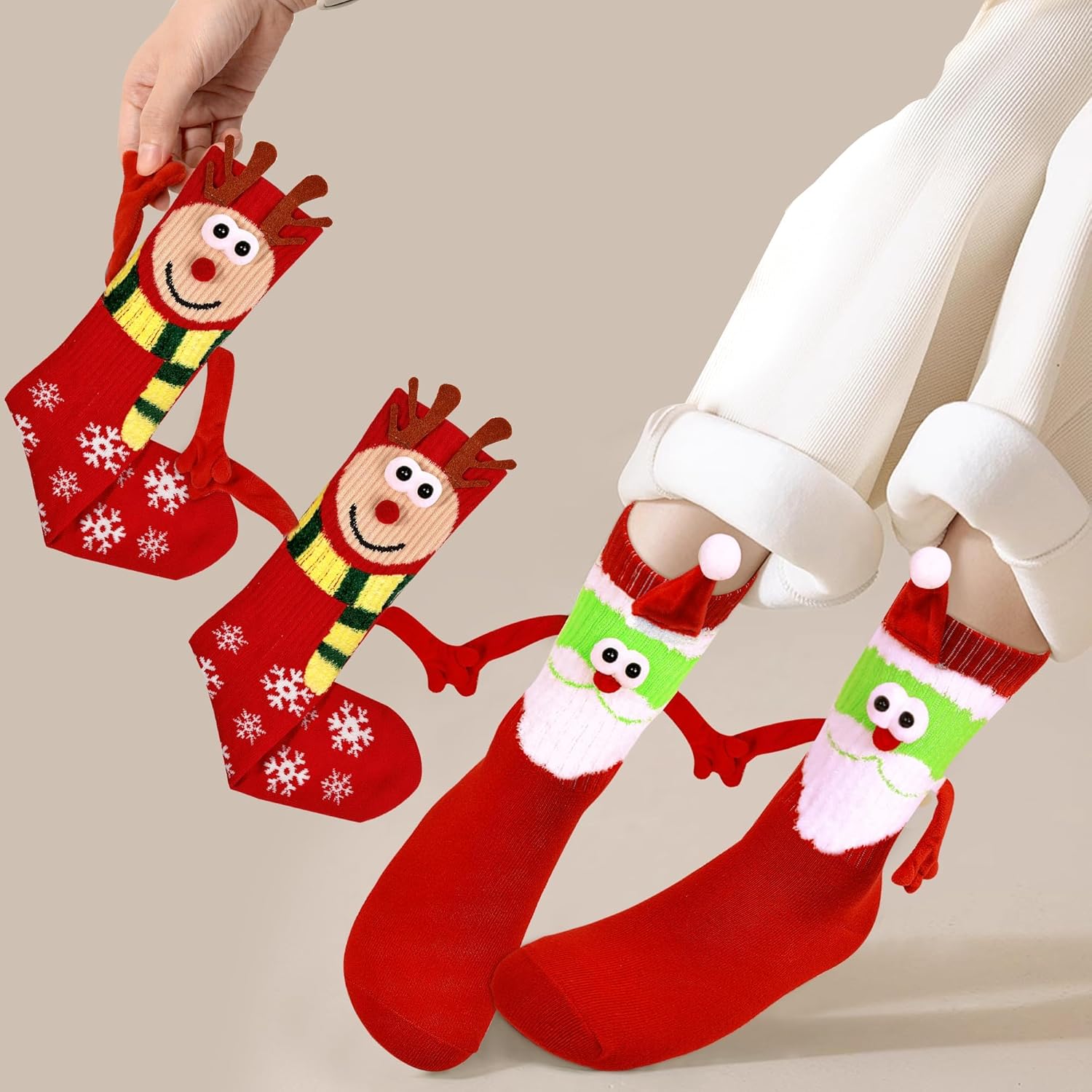 U-Goforst 3D Kids Christmas Socks Funny Crazy Holiday Hand Holding Socks Christmas Gifts Stocking Stuffers for Boys Girls - Image 8