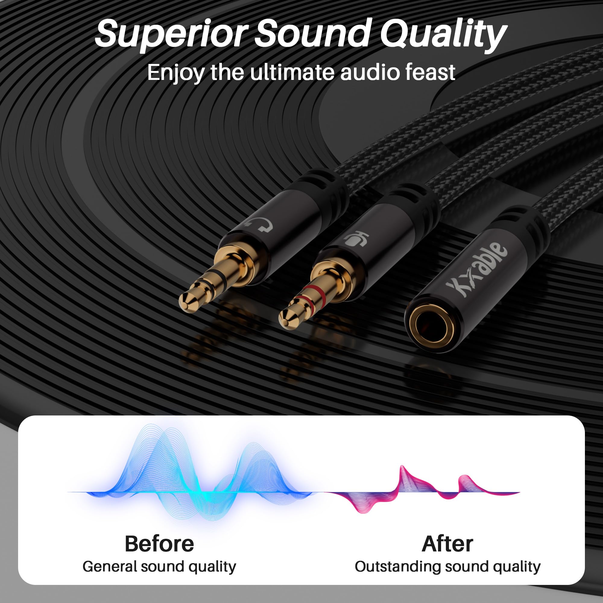 Splitter per cuffie per computer, cavo splitter audio da 3,5 mm femmina a doppio maschio da 3,5 mm, jack stereo per cuffie da cuffie a PC portatile, separatore a Y da 1/8 di pollice 2 in 1