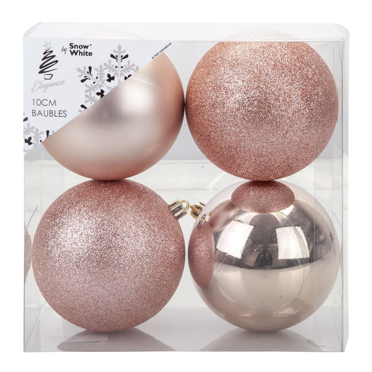 Vfm E-Store Rose Gold Vfm - 10Cm Christmas Baubles (4 Pack)