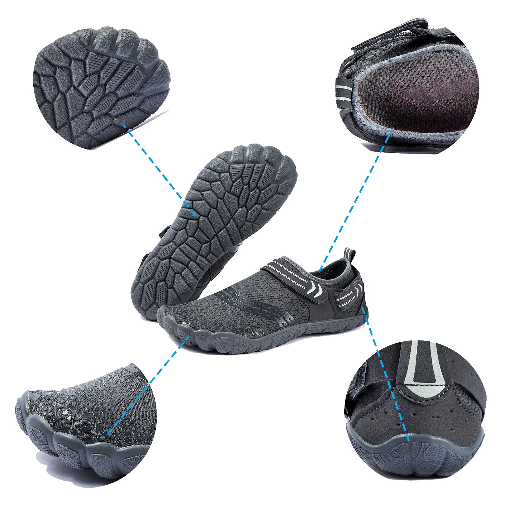 Josaywin Buty do wody, męskie, minimalistyczne, miękkie buty na lato, szybkoschnące, na plażę, do pływania, oddychające, z antypoślizgową podeszwą 40-50