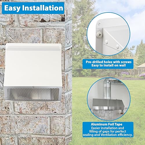 Miniatura 6 de Cubierta de ventilación de secadora de 4 pulgadas en el exterior, cubierta de ventilación exterior para secadora, cubierta de ventilación de