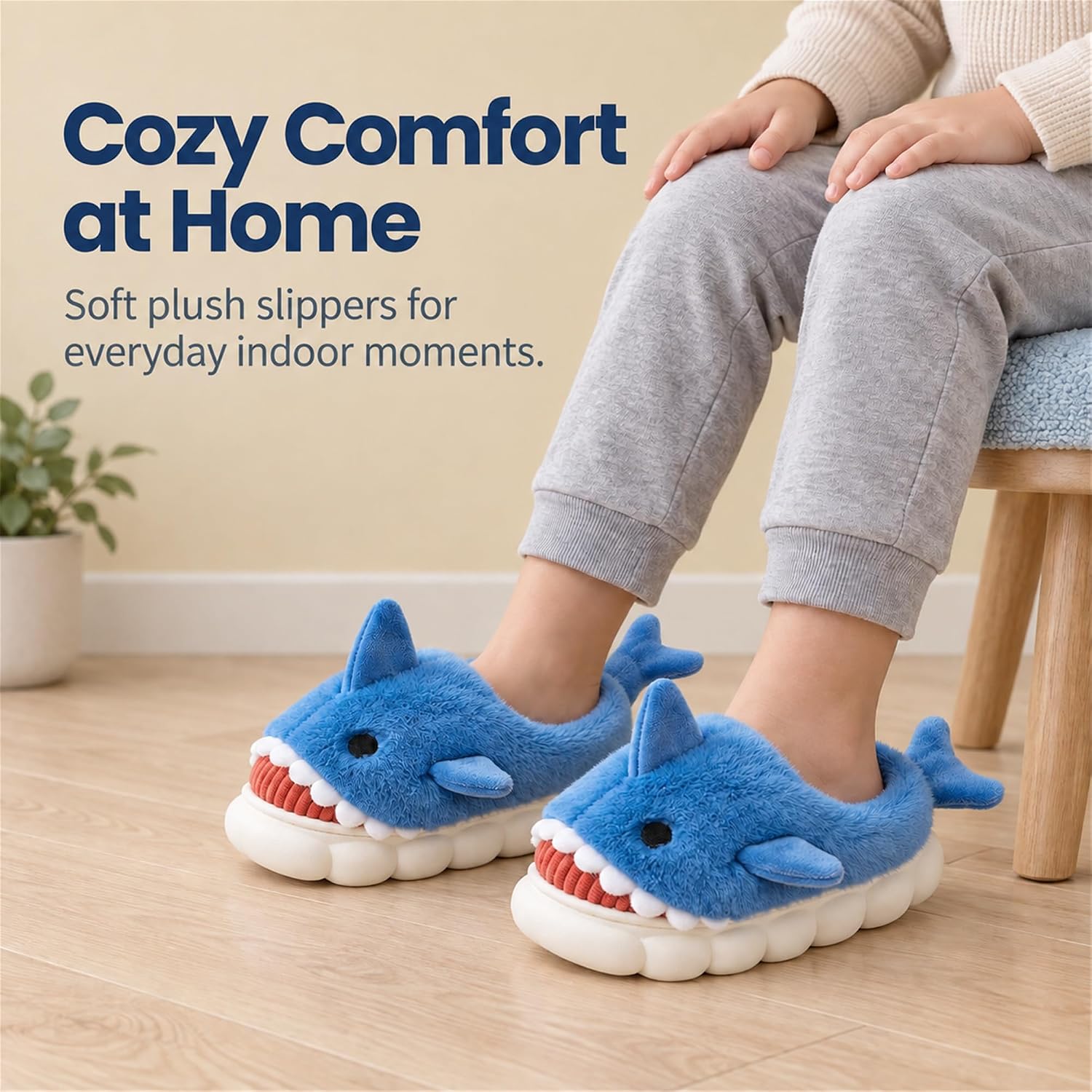 Fiedaz Boys Girls Shark Slippers Kids House Cute Slippers for Toddler Plush Warm Slippers Non-Slip Indoor bedroom Winter Shoes