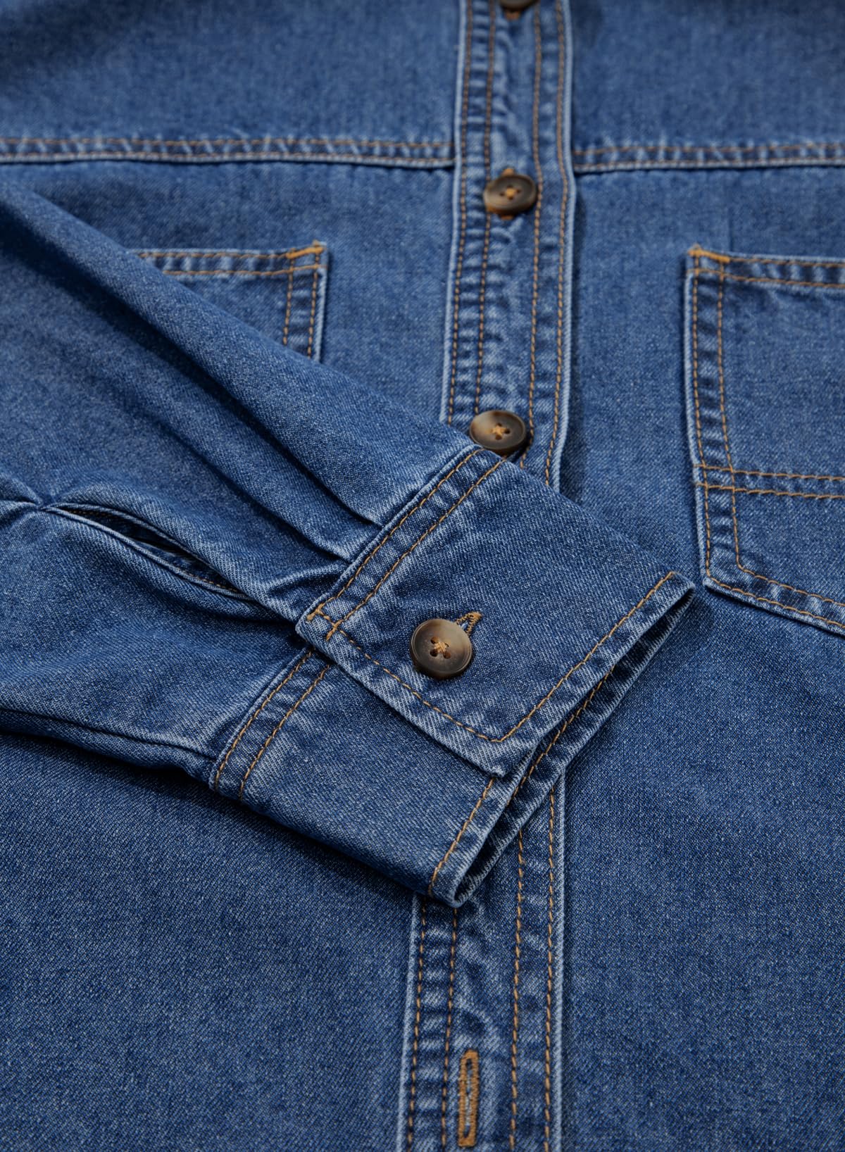 Sidefeel Women Denim Shirts Oversized Long Sleeve Button Down Blouse V Neck Casual Top Shackets