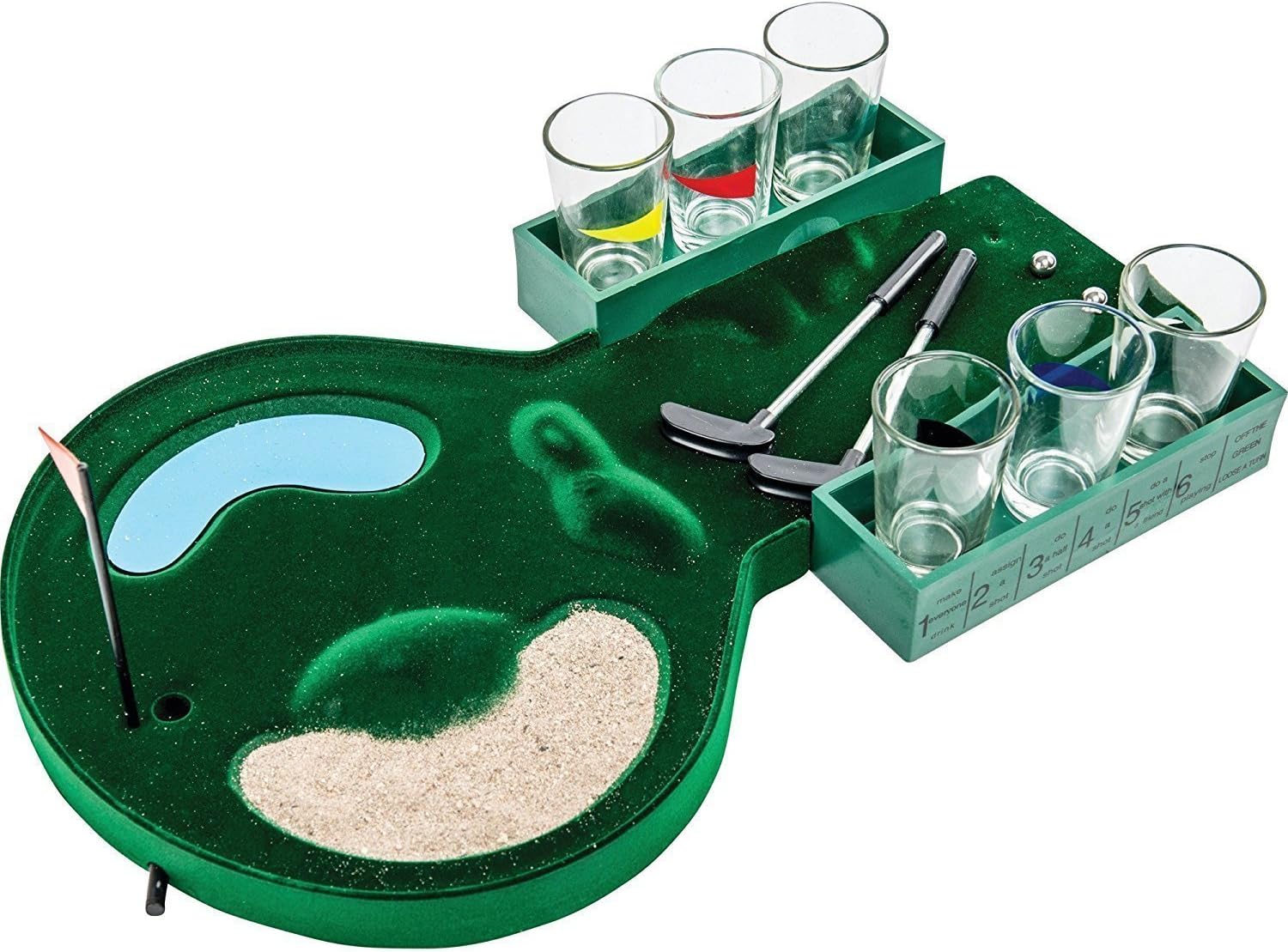 GOLF DRINKING GAME-Vintout 12 Pc Mini Table Golf Drinking Game Set With Shot Glasses and Acsesories-Green