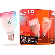 LIFX Color, A19 1100 lumens, Wi-Fi Smart LED Light Bulb, Billions of Colors and Whites, No Bridge Required, Compatible with Alexa, Hey Google, HomeKit and Siri (2 Pack)