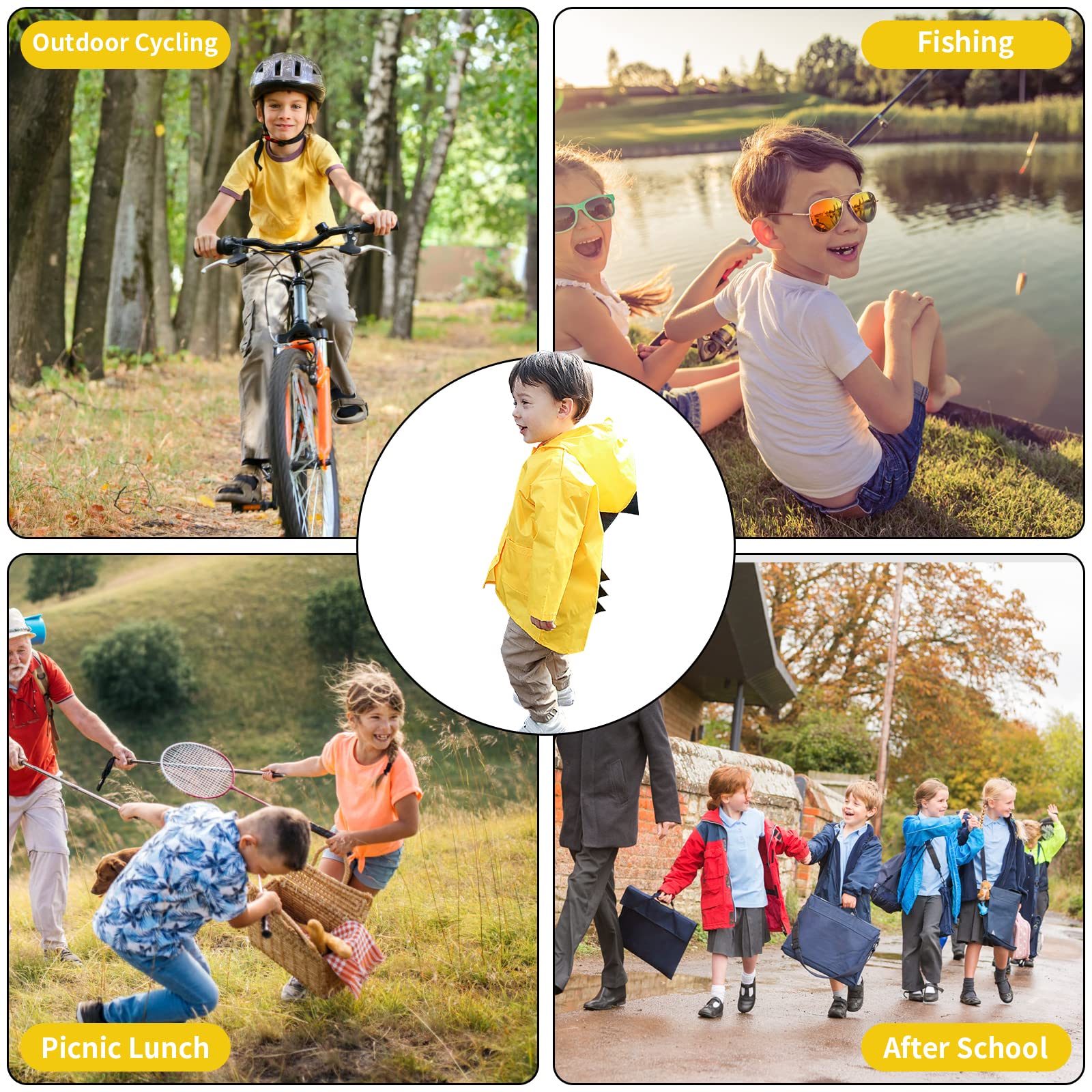 Infantiles Chubasquero, Impermeable Abrigo Ropa Poncho de Lluvia para Niños Niñas, 5-8 Años Chaquetas Traje Capa de Lluvia con Capucha para al Aire Libre Ciclismo Cámping Senderismo