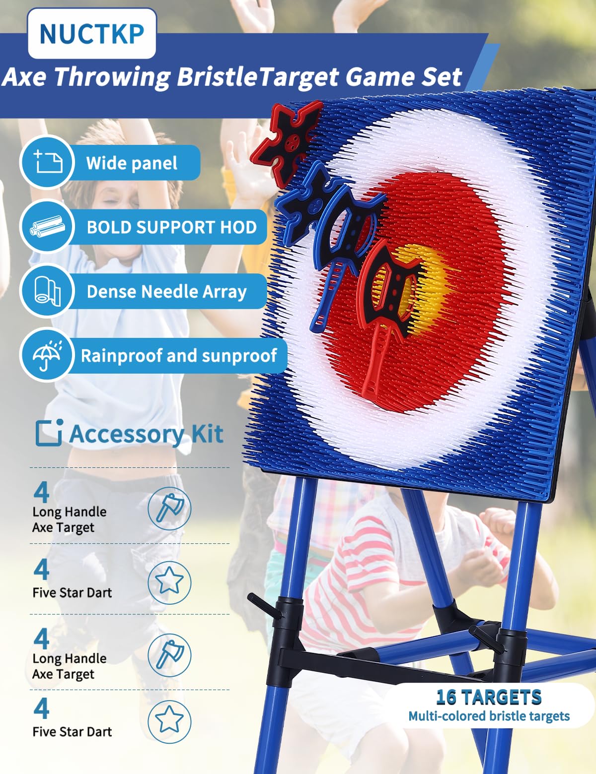 NUCTKP Axe Throwing Bristle Target with 8 Throwing Axes Set,Axe Throwing Game for Indoor & Outdoor,Yard Games,Carnival Games