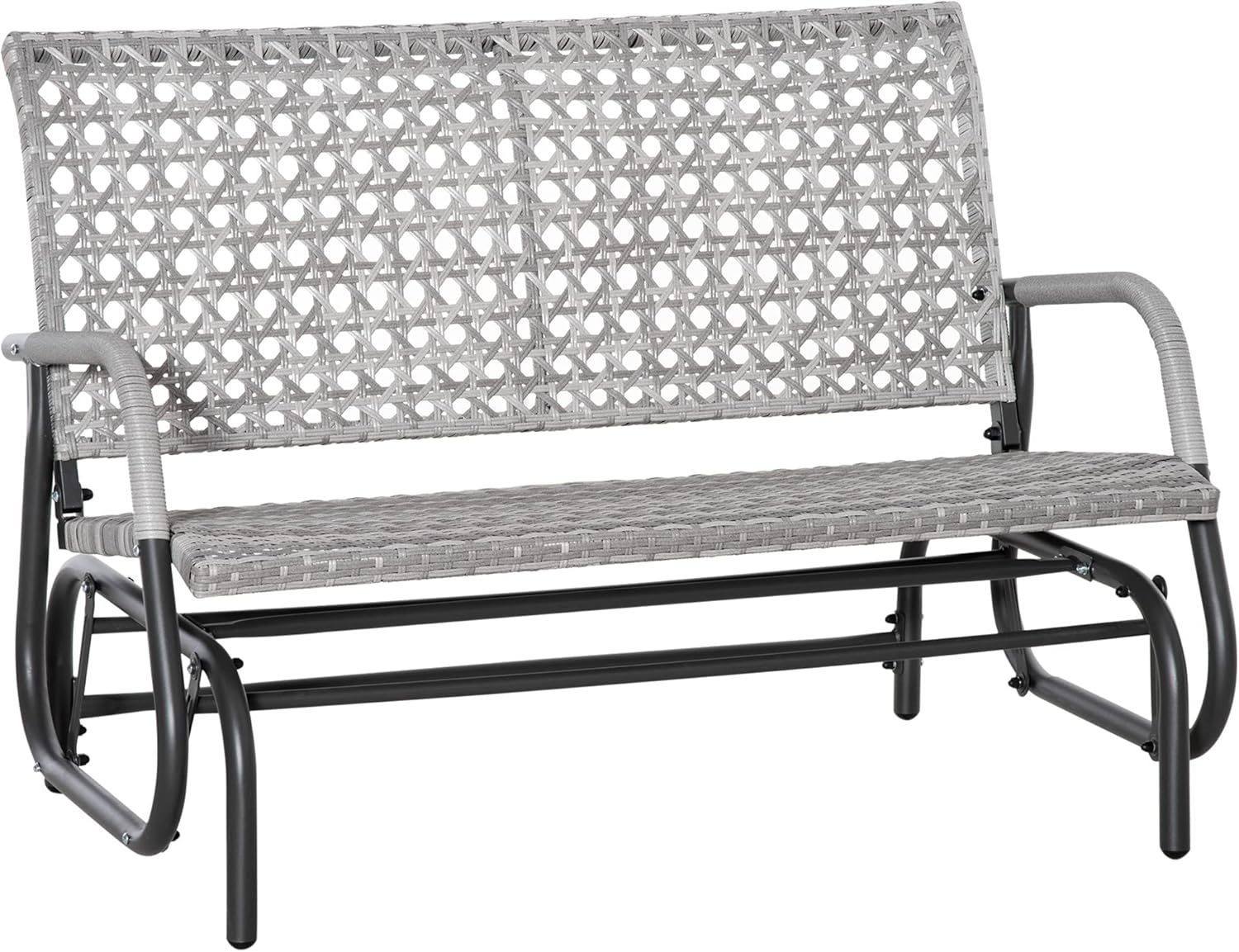 Outsunny 2 Seater Wicker Outdoor Glider Bench, Patio Swing Rocker Chair