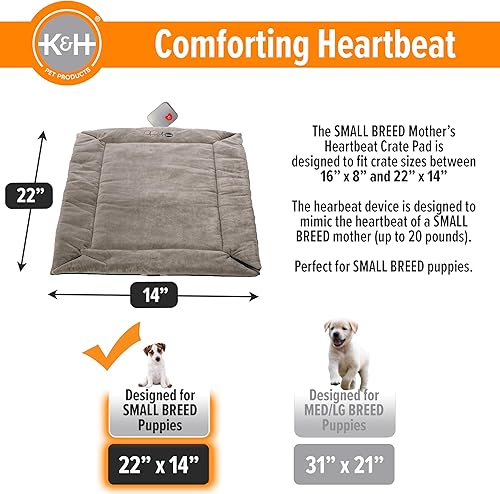 Miniatura 2 de K&H Pet Products Mother's Heartbeat - Almohadilla para jaula de cachorro, forro polar, color gris, para razas pequeñas, 14 x 22 pulgadas