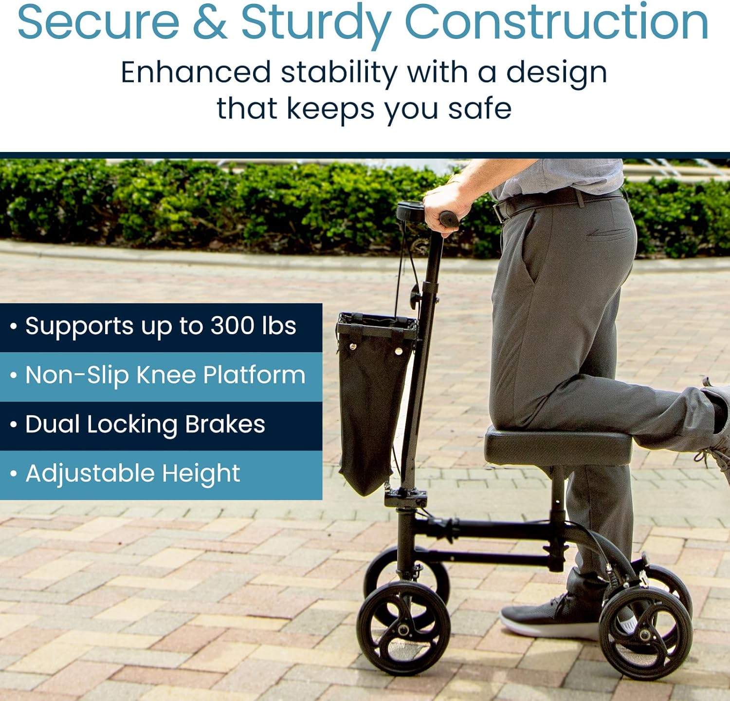 Person using Vive Mobility Knee Scooter indoors