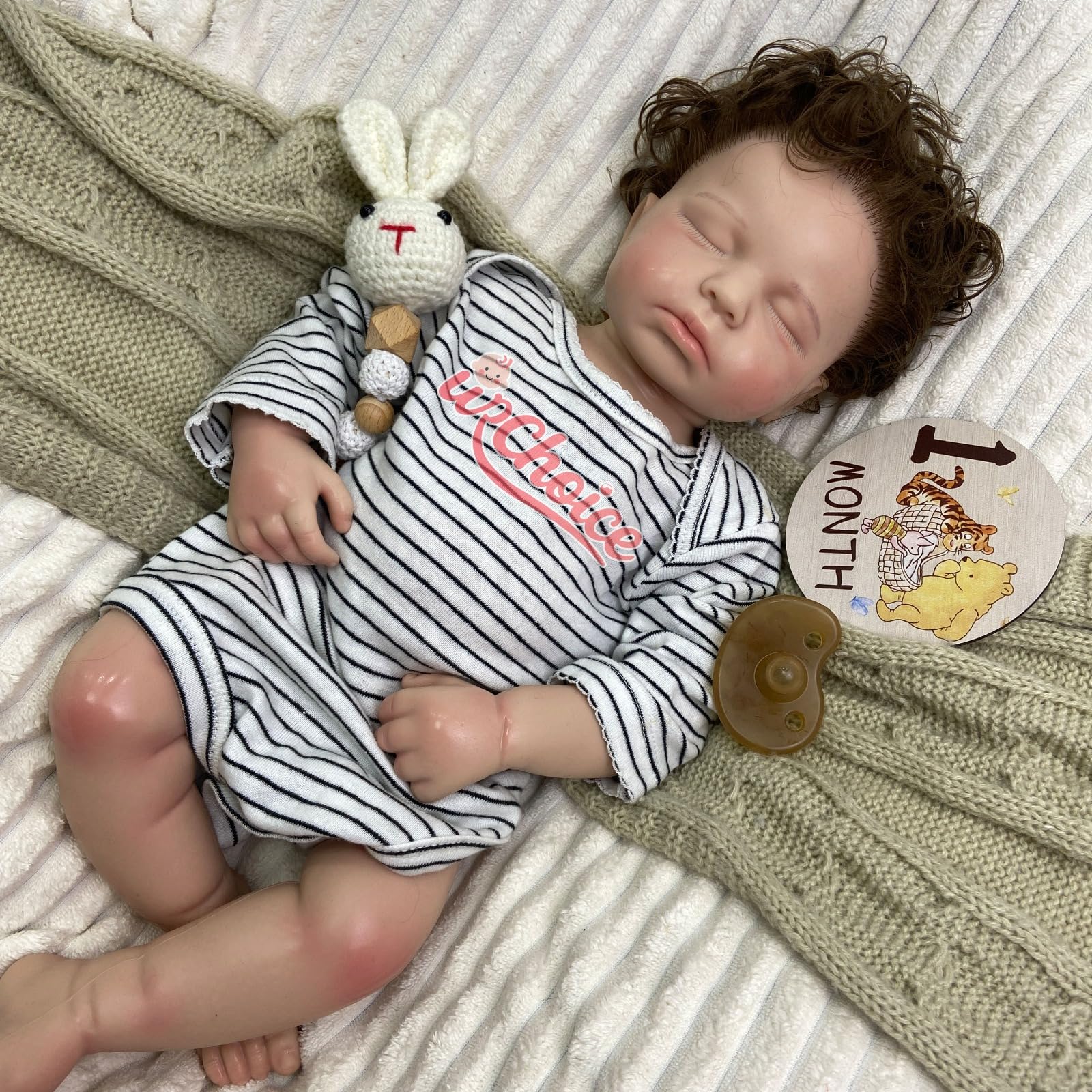 Muñeca Reborn Silicona sólida 51 cm Cabello implantado Boca Abierta
