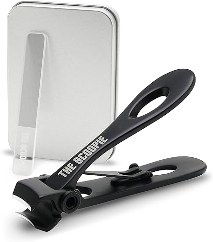 Miniatura 10 de Cortaúñas de mandíbula ancha para recortar uñas gruesas de los pies y las uñas, incluye lima de uñas de nano fibra (grande, negro), apertura de 0.59