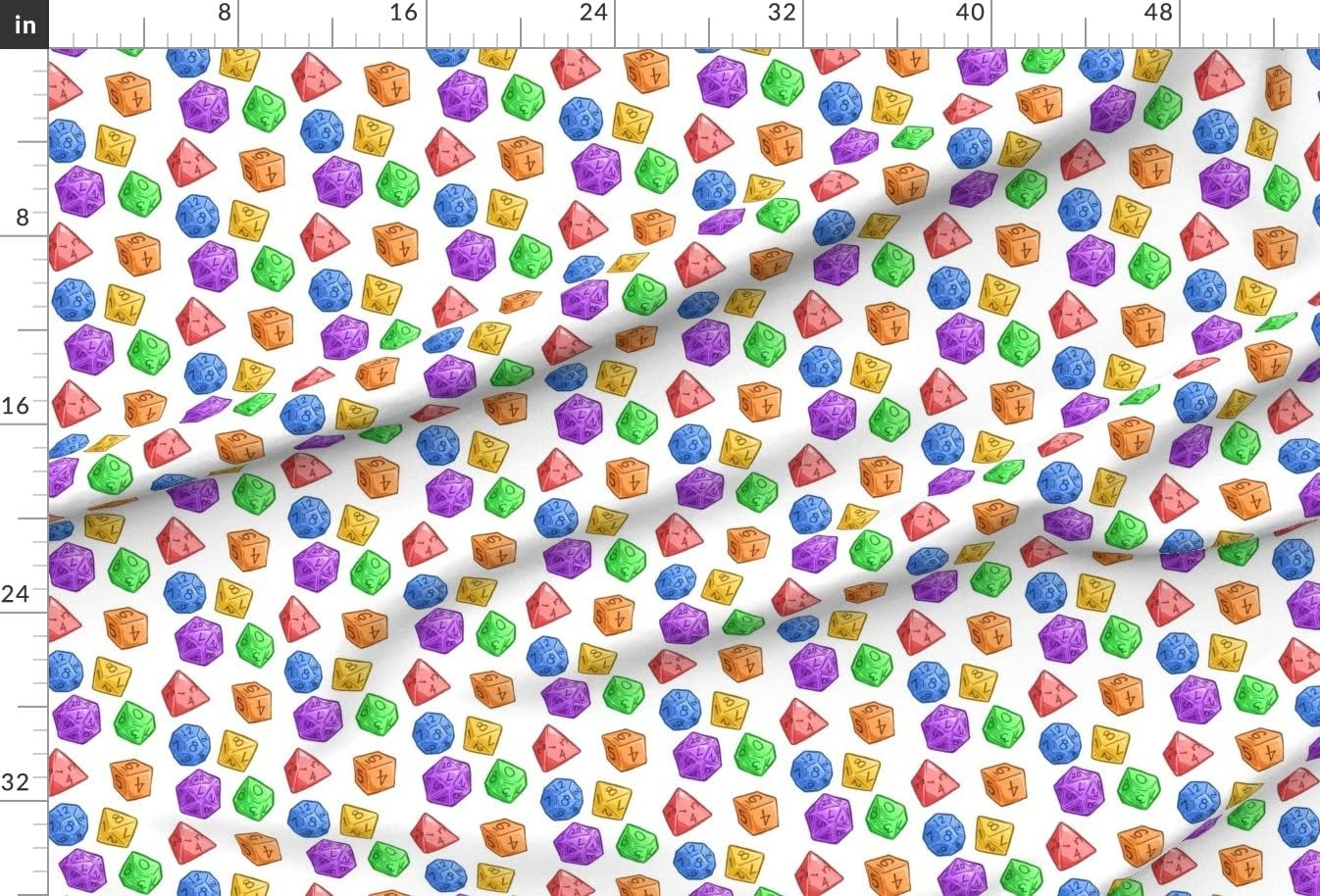 Spoonflower Fabric - Rainbow Dice White LGBT Geek Pride Nerd Game Abstract Printed on Upholstery Velvet Fabric Fat Quarter - Upholstery Home Decor Bottomweight Apparel