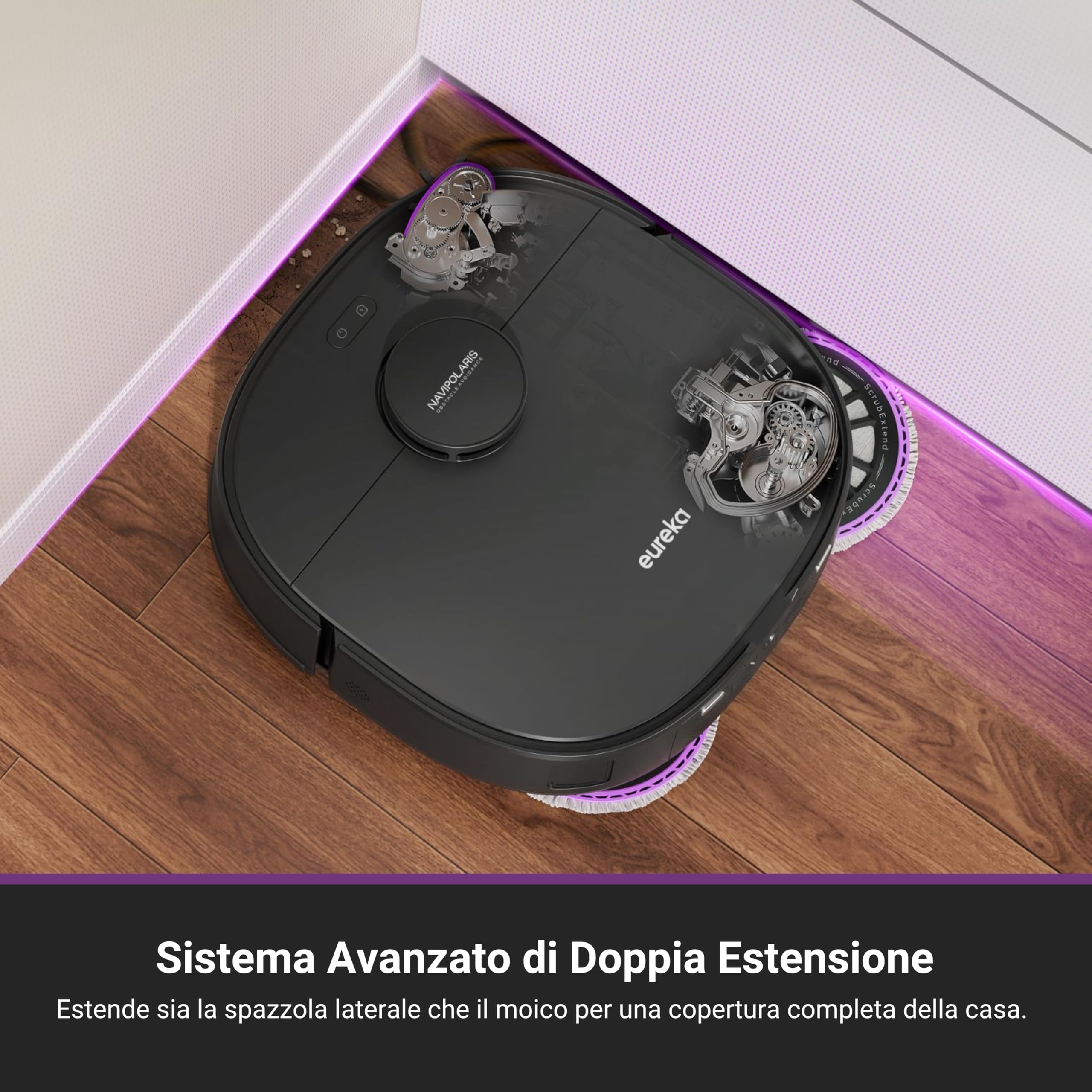 EUREKA J15 Max Ultra Robot Aspirapolvere Lavapavimenti, Aspirapolvere Robot Potente Aspirazione 22000Pa, Lavaggio Mocio ad Acqua Calda a 80℃, Batteria 6400mAh, Stazione Autopulizia/autopulente, Nero