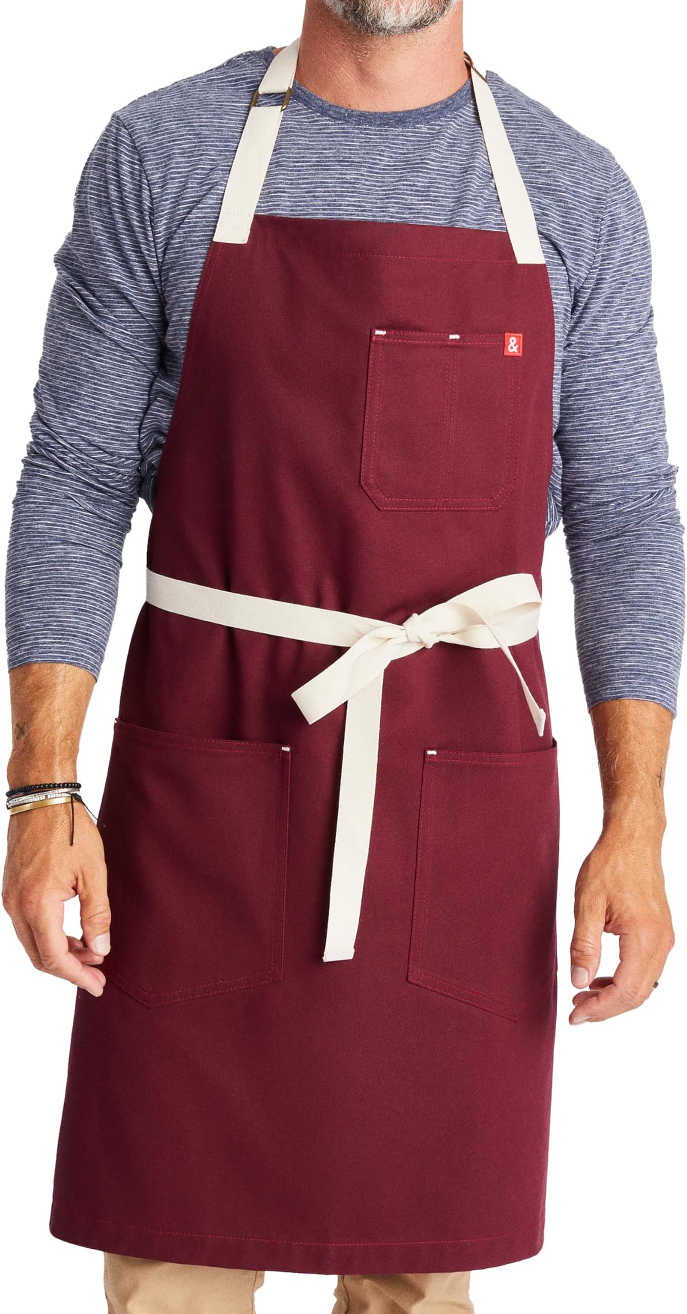 hedley & bennett Essential Apron - Professional Chef Apron with Pockets - Kitchen Apron for Men - Grilling Apron - Chef Aprons for Men - Apron for Women - 12oz 100% Cotton Canvas Fabric - House Red