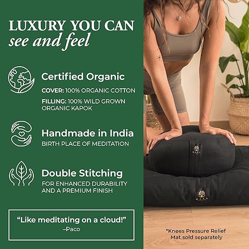 Miniatura 5 de Cojín de meditación de lujo 4 colores, tamaños SMLXL - Cómodo relleno Kapok - Diseñado para prevenir y aliviar el dolor de espalda - Certificado