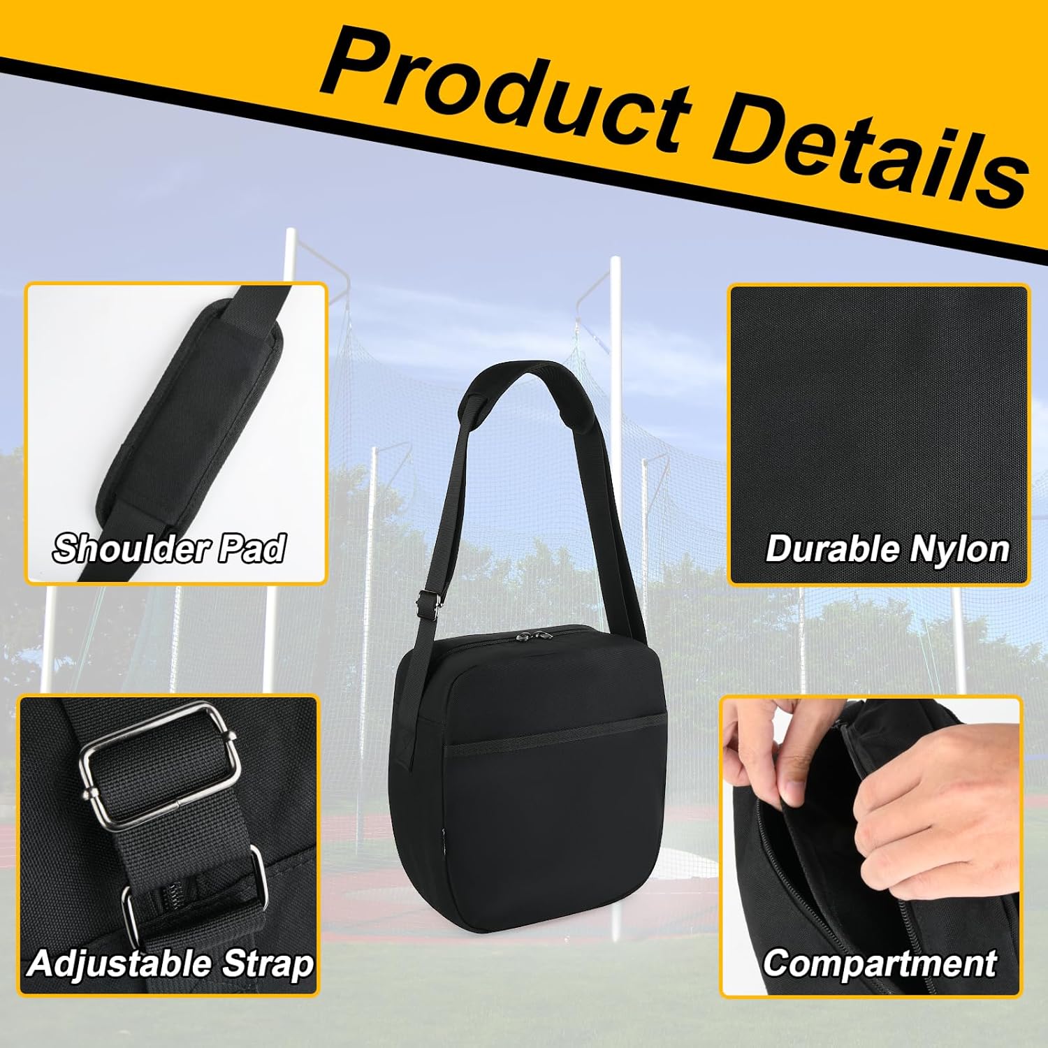 Cosmos Discus Carrier Bag Discus Shoulder Bag with Adjustable Strap, Track and Field Discus Throw Carry Case Portable Discus Storage Bag with Zipper Pocket for Storing 2 Discuses, Discus Not Included