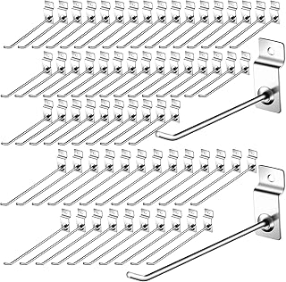 100 Packs Slatwall Hooks, 6 and 8 Inch Slatwall Accessories, Slatwall Panel Hooks Slat Wall Hanging Hooks Metal Slatwall Hooks and Hangers Thickness Sliver Slatwall Pegs for Garage Shop Retail Display