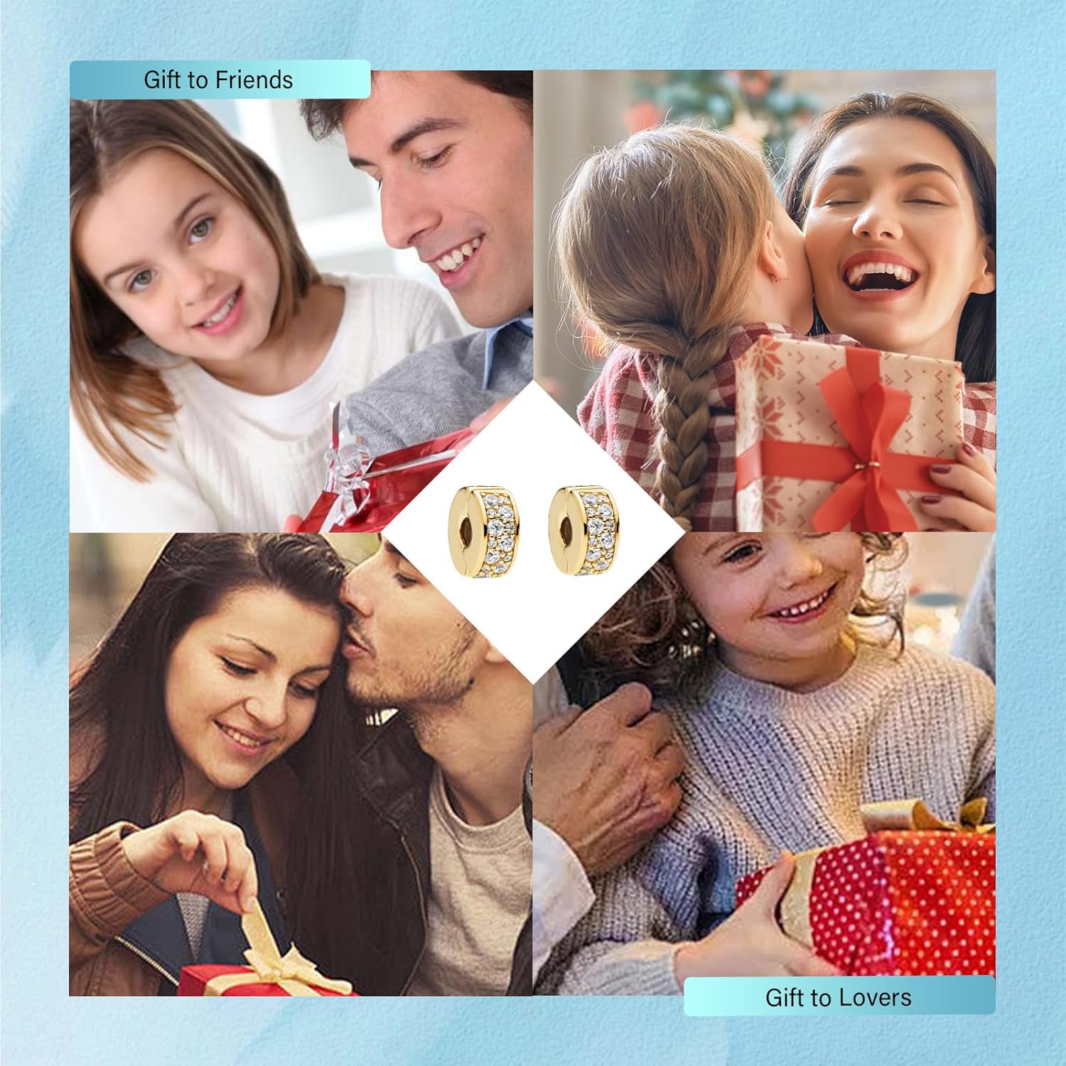 Gold Clip x 2 Charms for Bracelets 925 Sterling Silver Dangle Pendants Beads Jewelry for Women - Image 6