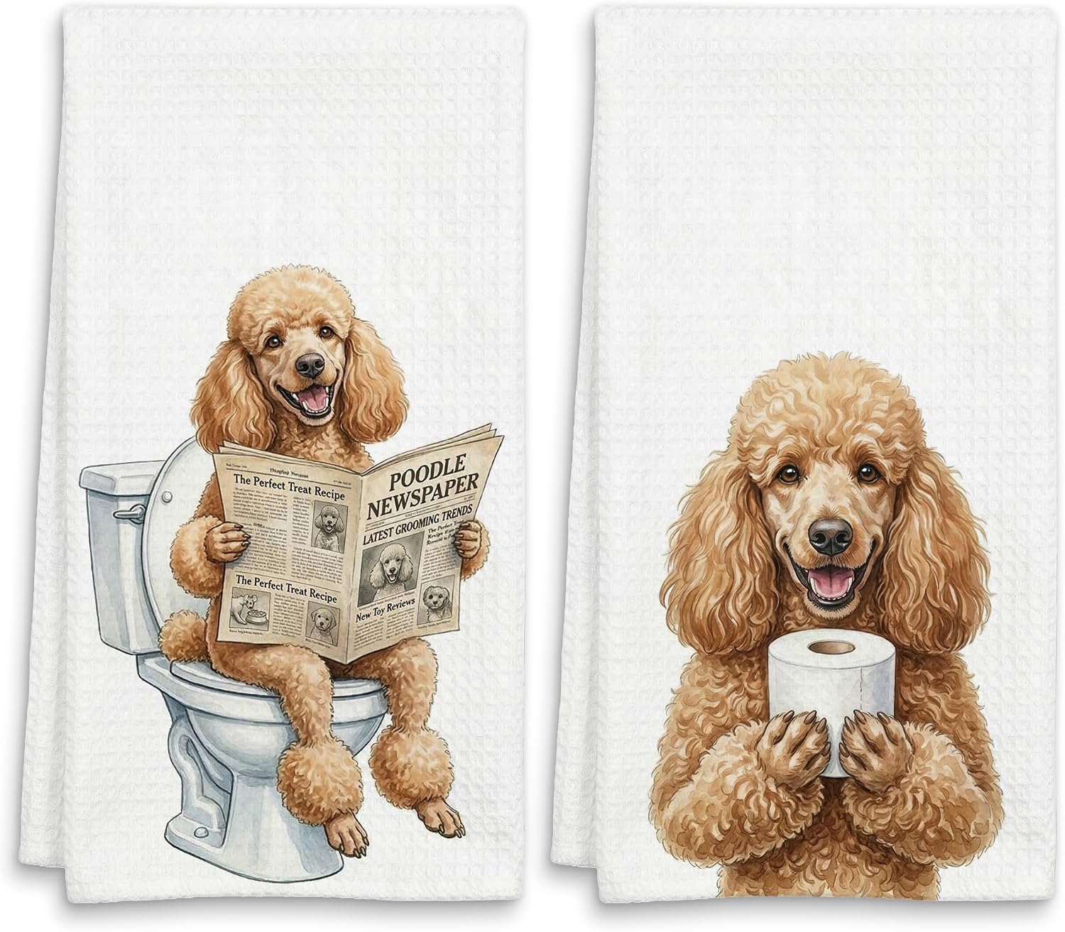 Poodle Gift Bathroom Hand Towels, 16x24 in Set of 2