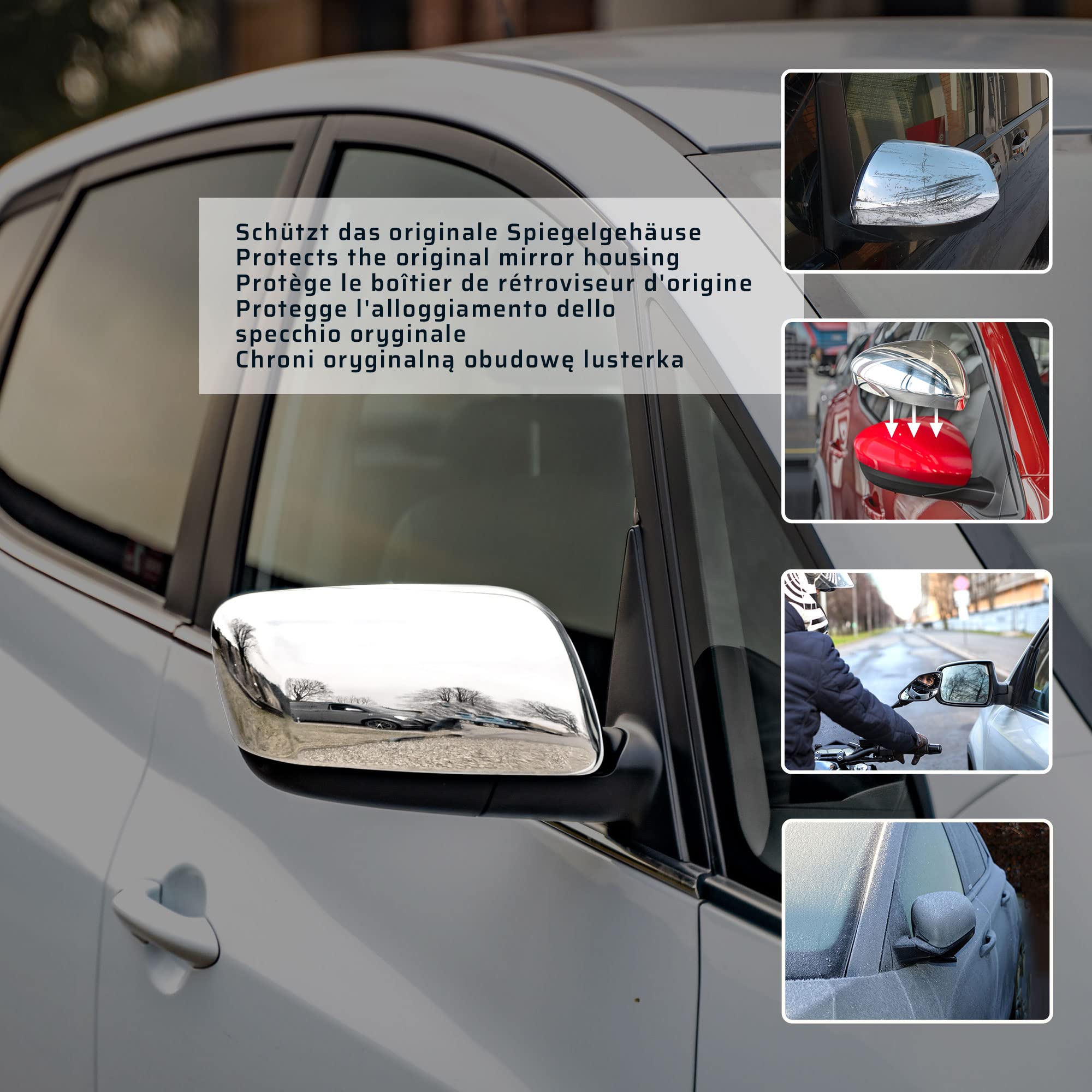 CHROMEMASTER | Nakładki na Lusterka Zewnętrzne | Kompatybilne z KIA Venga 2010-2019 | Stal nierdzewna; Osłony Lusterek to Niepowtarzalny Wygląd Auta i Ochrona Przed Uszkodzeniem