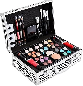 Vokai Makeup Kit Gift Set – 79 Piece - 32 Eye Shadows, 2 Blushes, 2 Lip Glosses, 2 Lipsticks, 2 Eye Liner Pencils, 1 Lip Liner Pencil, 1 Mascara - Case with Carrying Handle