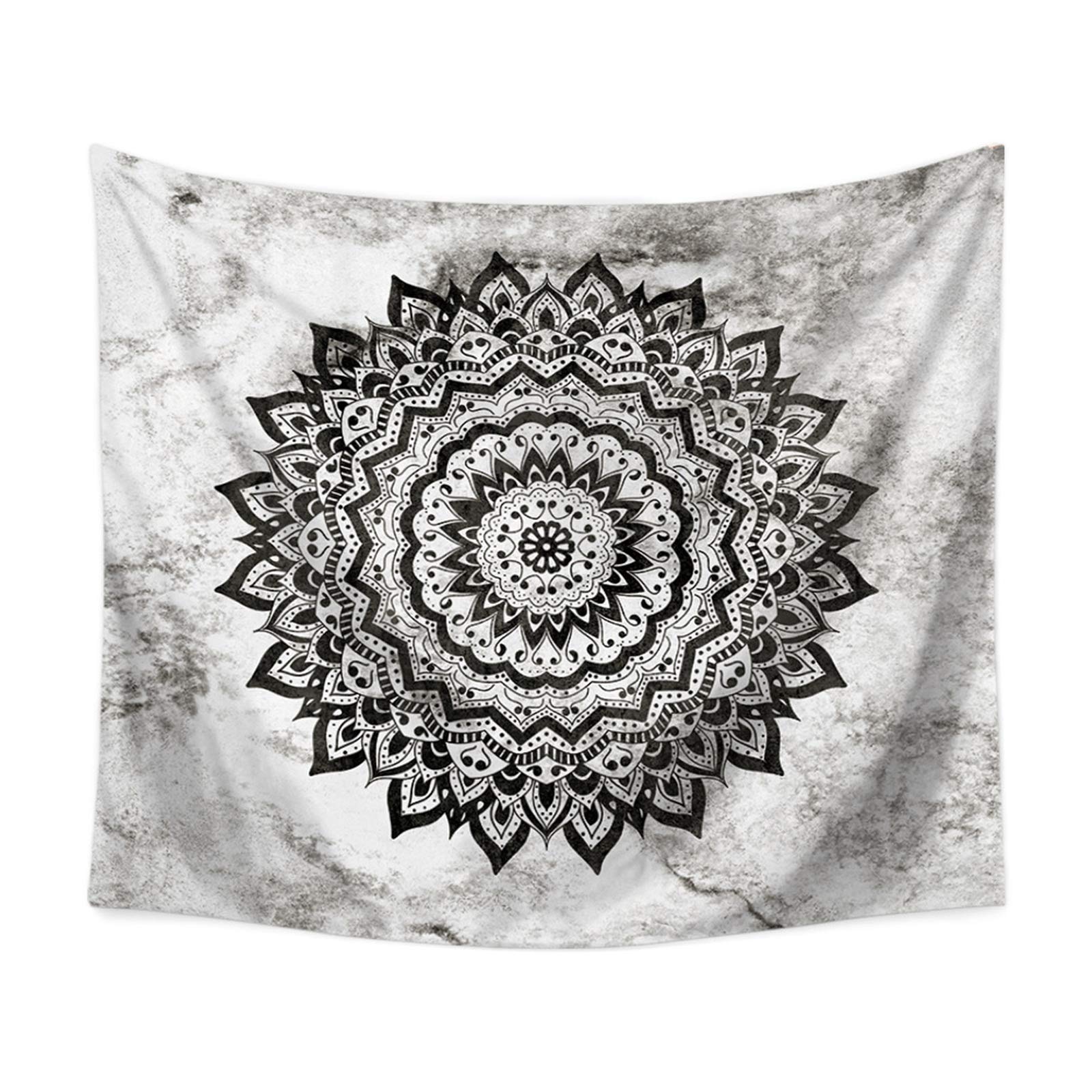 Tapisserie murale vintage fleur noir blanc pour habiller un grand mur vide de salon 200x150