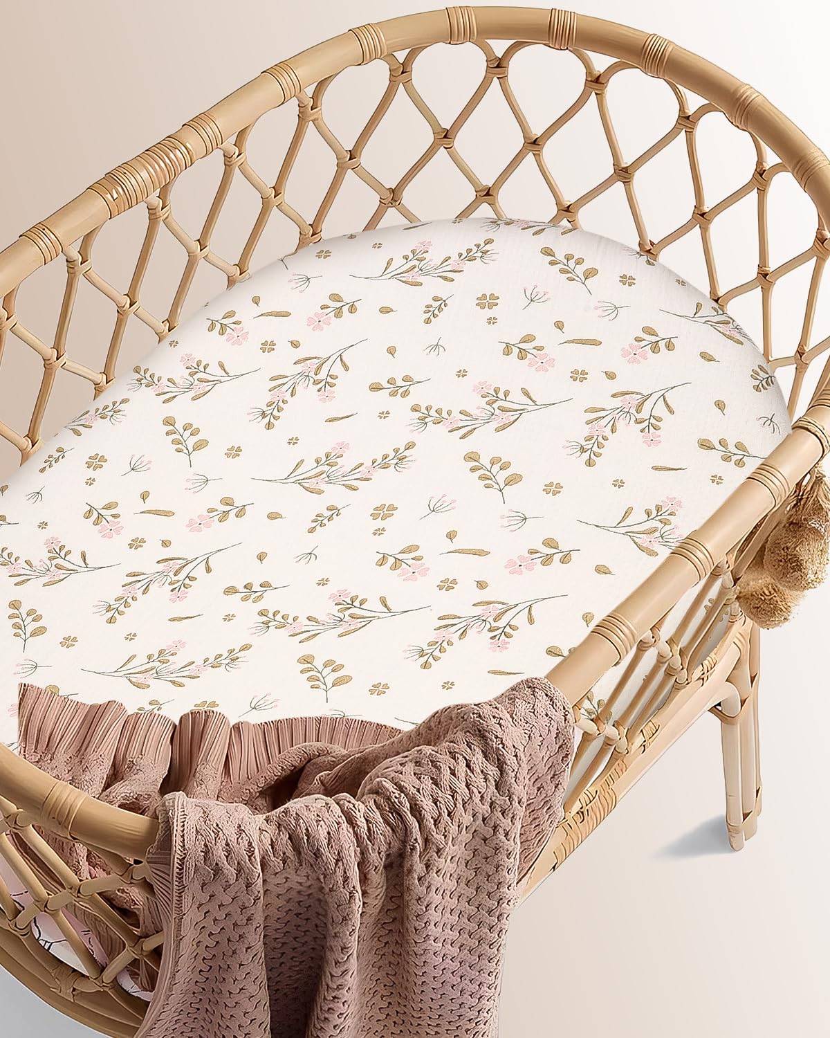 Sabanas Ajustables para Bebe Juego,3 Piezas 100% Cotone Mussola Juego de Sábanas Bajeras con Bordes Elásticos para Bebé Bajera para Cama Ovalada Reloj de Arena y Colchón Rectangular 83 X 43 CM
