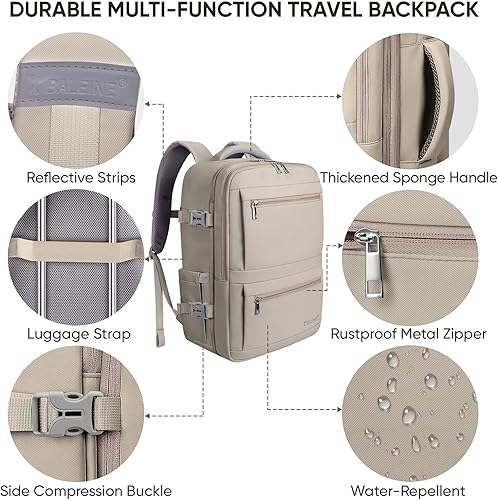 Miniatura 5 de BALEINE Mochila de viaje para mujeres y hombres, mochila grande y resistente para laptop, regalos para negocios, casual, fin de semana, senderismo