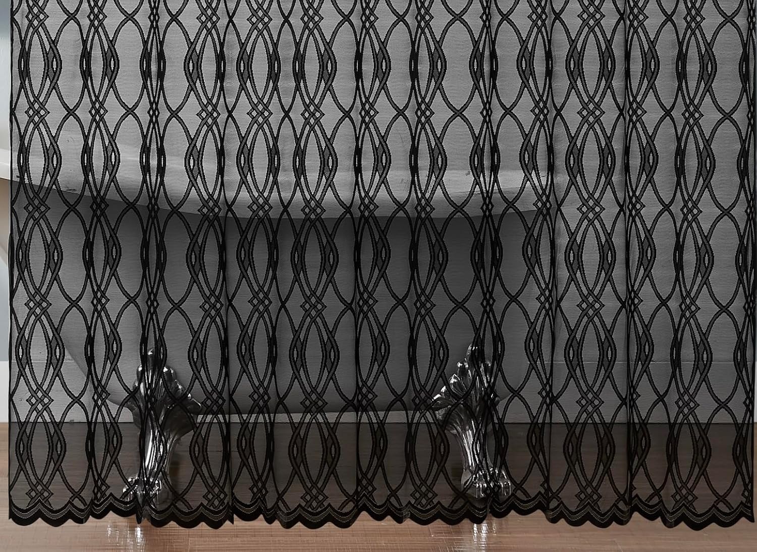 LinenZone Minimalist Shower Curtain Black Color for Geo Bathroom Decor Aesthetic or Modern Bathroom Decor. 72 Inch Geometric Shower Curtain for Minimalist Decor. (Giselle Shower 72 x 72 Black)