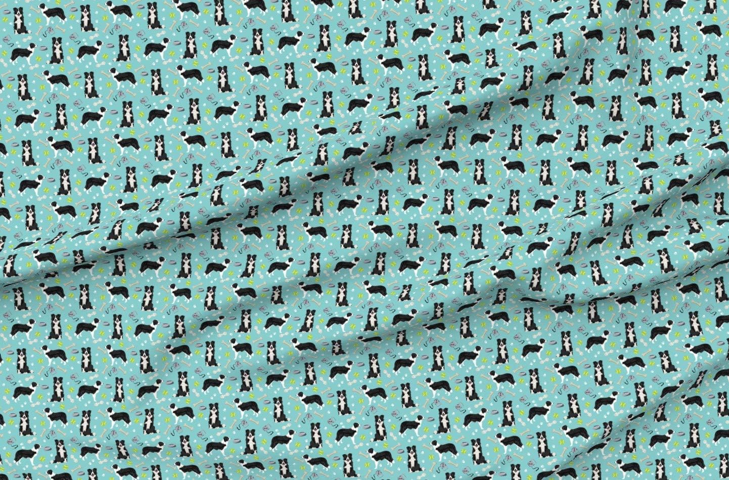 Spoonflower Fabric - Border Collie Toys Tennis Balls Light Blue Collies Dog Dogs Herding Printed on Minky Fabric by The Yard - Sewing Baby Blankets Quilt Backing Plush