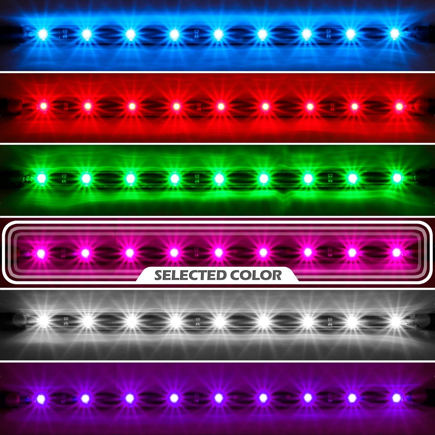 PINK 4pcs 36 LED Waterproof Three Mode Neon Accent light Kit for Car Interior Trunk Truck Bed Bush Fender