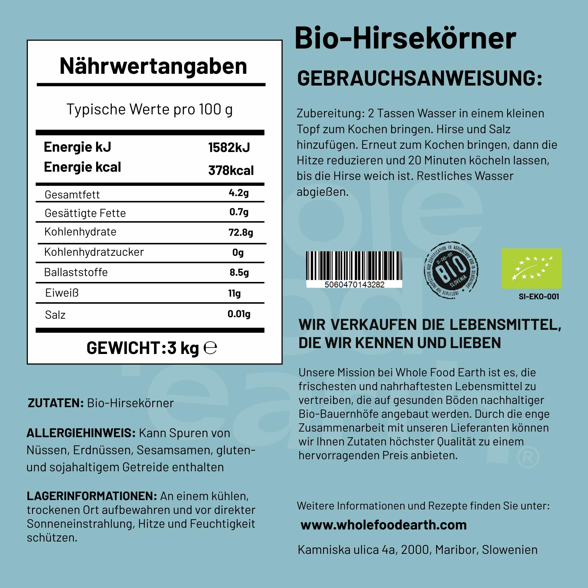 Wholefood Earth Organic Millet Grain – 3 kg | GMO Free | Vegan | High Fibre | Certified Organic