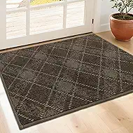 COSY HOMEER Door Mat Non-Slip, Soft Absorbent TPR Backing Doormat for Front Door Inside Entrance, Washable Low Profile Mats for Pets & Family, 24" x 36", Brown