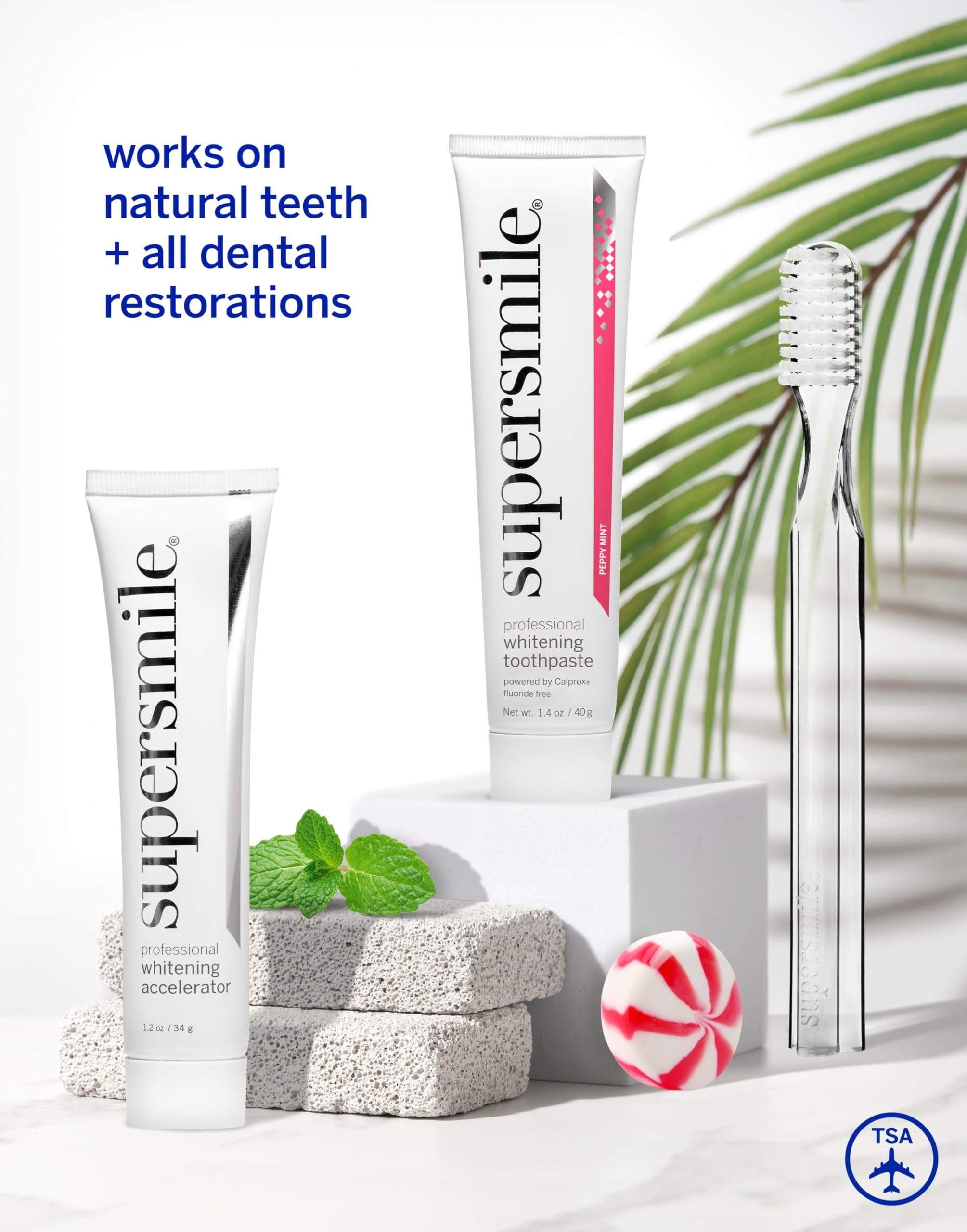 Supersmile Fluoride-Free Whitening System Gift Set with Travel Bag – 2 Calprox® Toothpastes, Accelerators & New Generation Toothbrushes – No Sensitivity, Whitens Up to 6 Shades & Strengthens Enamel