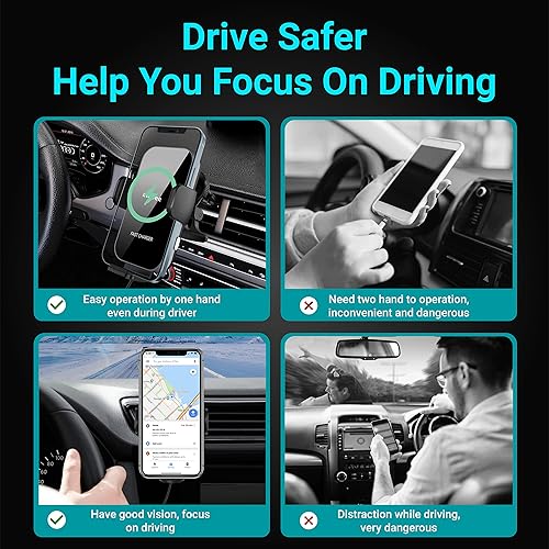 Miniatura 7 de [Versión mejorada] Cargador inalámbrico para automóvil zicBee de carga rápida de 15 W, soporte de auto con sujeción automática para automóvil,