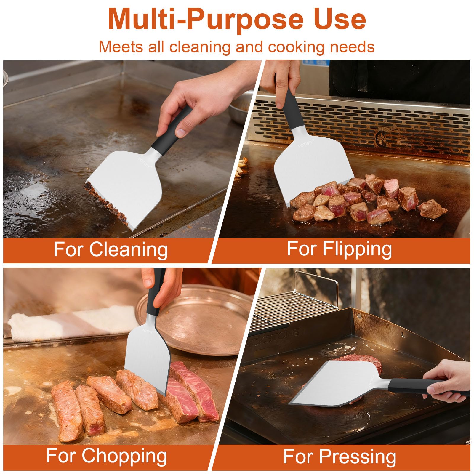 Heavy Duty Griddle Scraper - Clean Grill Easily -6