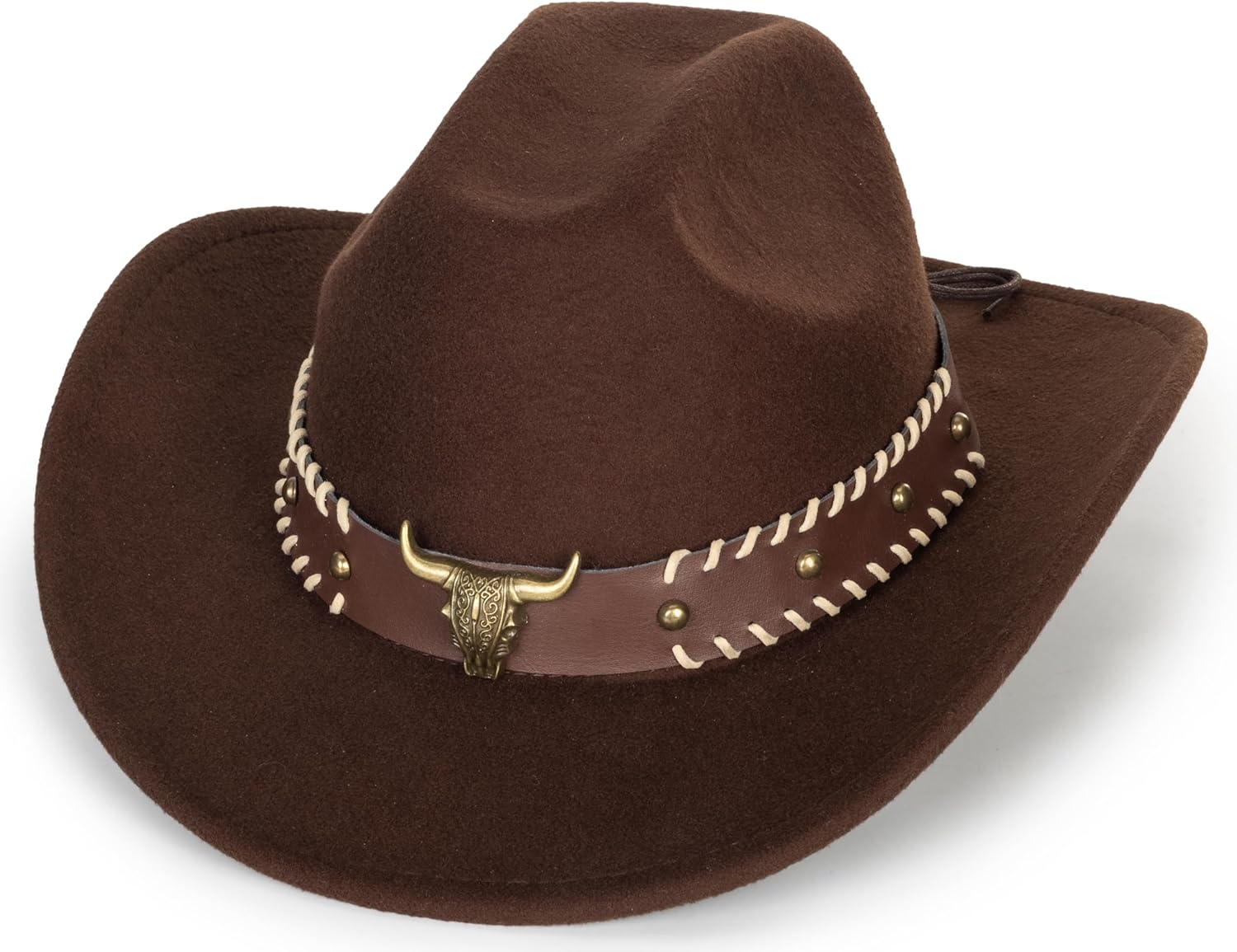 Women & Men Felt Western Cowboy Hat Classic Roll Up Brim Belt Buckle Cowgirl Fedora (M-L) - Image 9