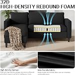 Small Sectional Couch Sofas, 3 Seat L Shape Sofa with Ottoman, Fabric Upholstered Convertible Sofa Couches, Small Couch for Apartments, Living Room and Office (Black)