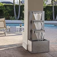 Alpine Corporation CPS182 Outdoor Floor Industrial Multi-Tiered Soothing Waterfall Fountain, 43