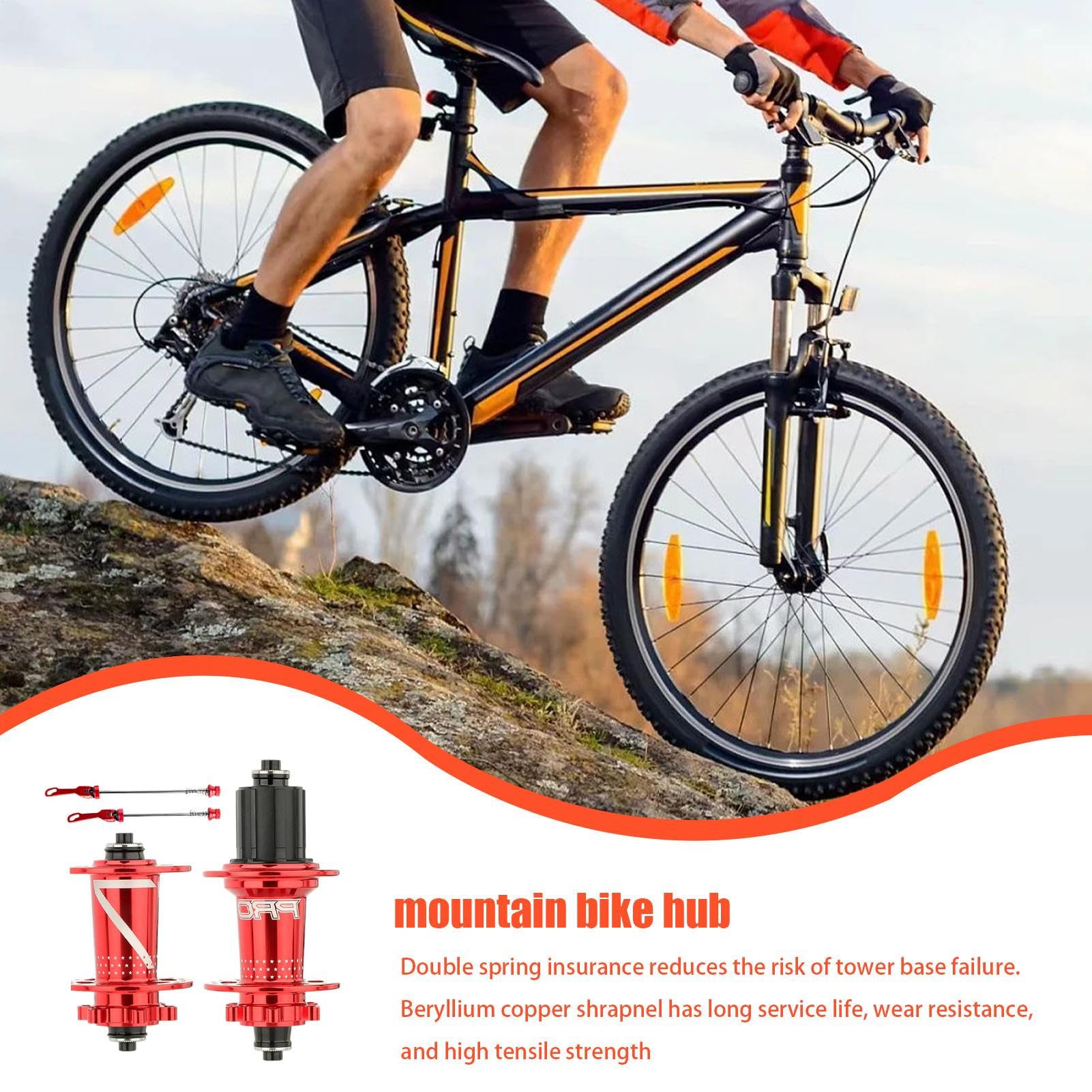 Set di mozzi per bicicletta, mozzo per bici a sgancio rapido, corpo e asse in lega di alluminio, raccordi, mozzi di ricambio per bici da strada e mountain bike, dimensioni: 4 x 4 x 10 cm/4 x 4