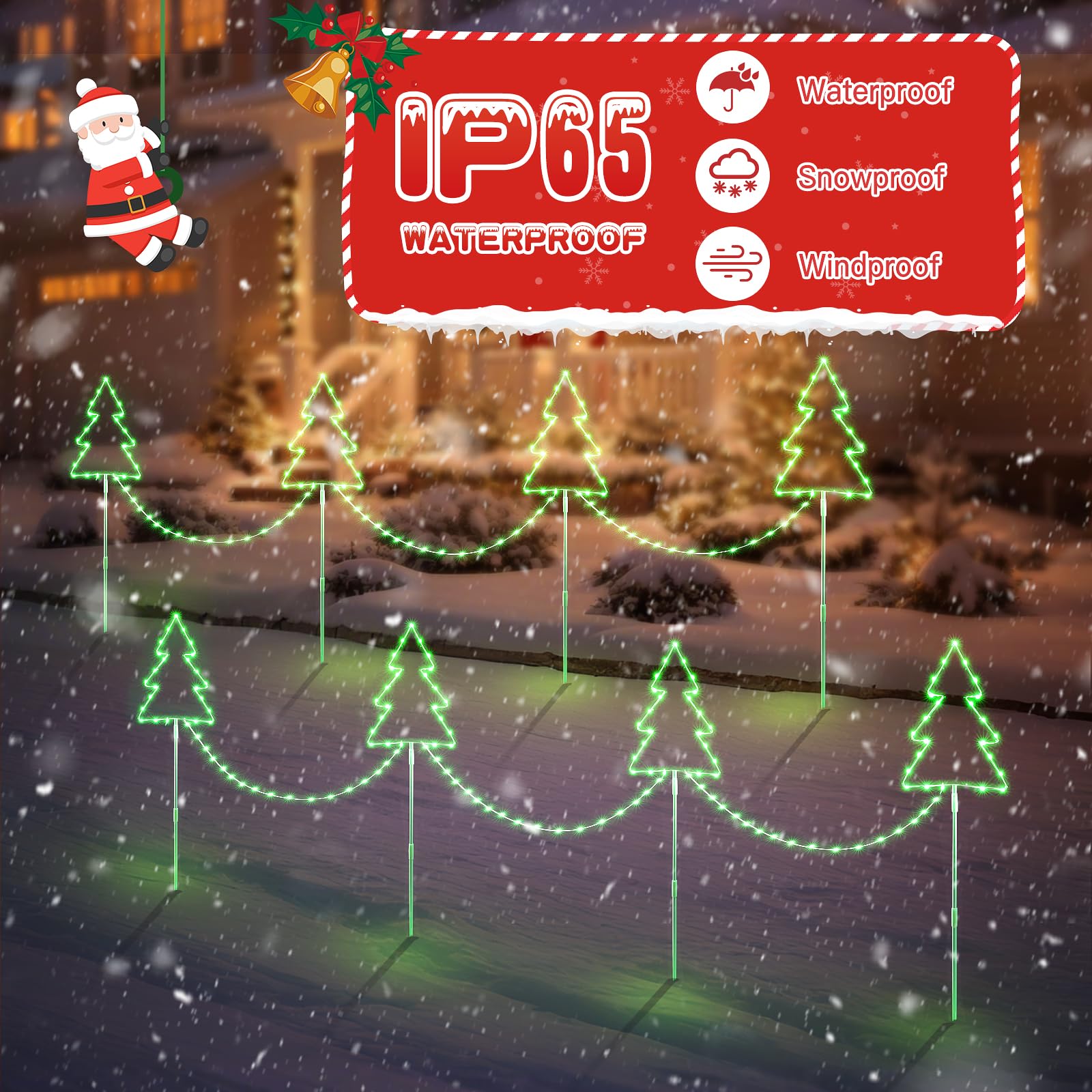 Quntis 4Pack Gartenstecker Weihnachtsbaum IP65 Wasserdicht | Weihnachtsbeleuchtung für Garten, 8 Modi und Timer Funktion Strom Weihnachtsdeko für Weihnachten Außen Garten Wege Rasen