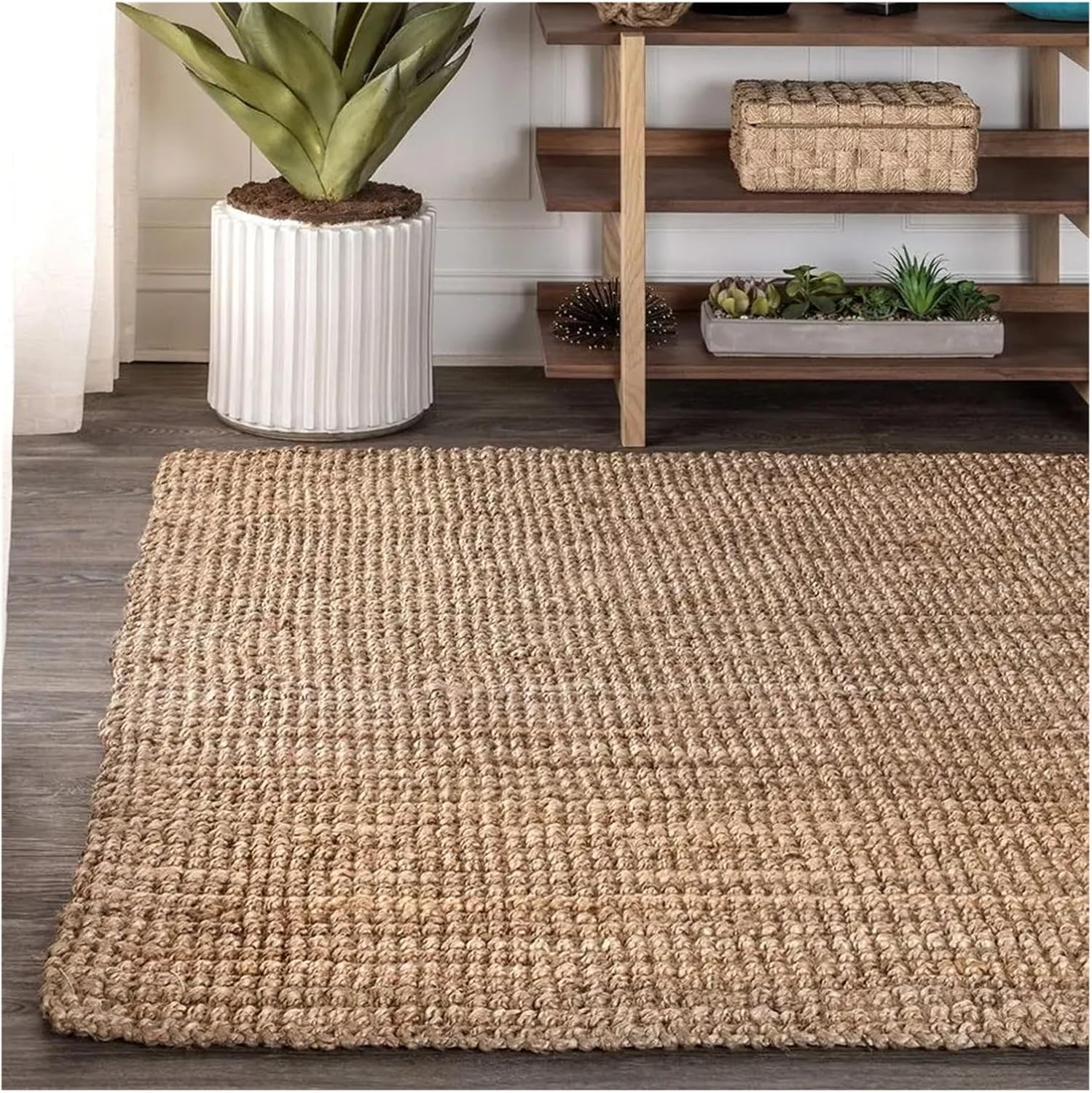 Woven Natural Indoor Area Rug, 3x5, syCleaning for Living Room, Bedroom