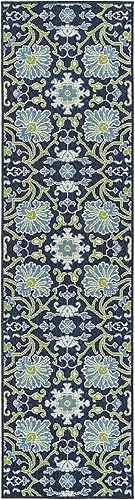 Miniatura 8 de Kaleen Sunice Collection - Alfombra tradicional floral de 1 pies 9 pulgadas x 3 pies, color azul marino