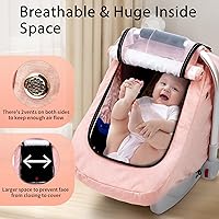 Vista 2 de Waterproof Car Seat Cover Baby, 3D Mink Dot Infant Car Seat Cover with 2 Breathable Vents, Universal Carseat Canopy for Girls Boys, Baby Carrier